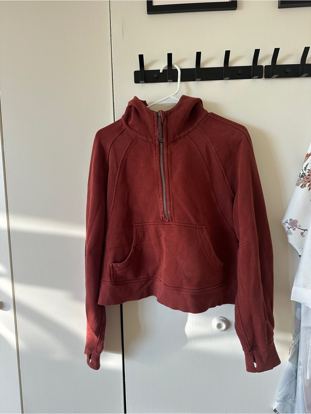 Lululemon Half-Zip Pullover Hoodie in Rust Red